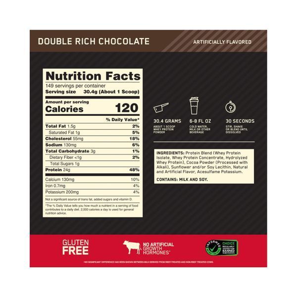 Протеин Optimum Nutrition USA 100% Whey Gold Standard 4,5 кг двойной насыщенный шоколад 100005 фото