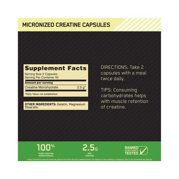 Креатин Optimum Nutrition Micronized Creatine Capsules 100 капсул 100013 фото